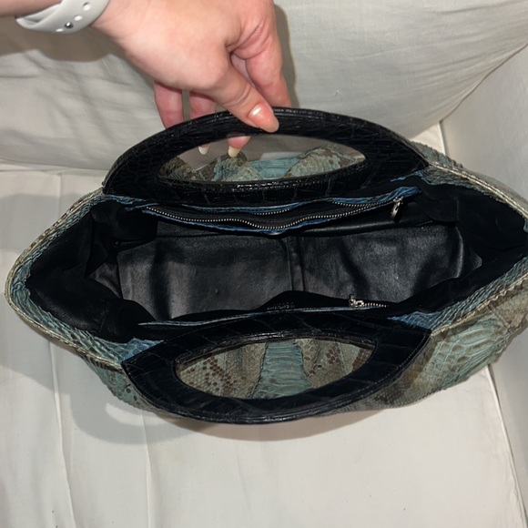 Vintage Lai Pamela Blue Python Handbag - Picture 4 of 6